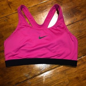 Pink and black nike sports bra